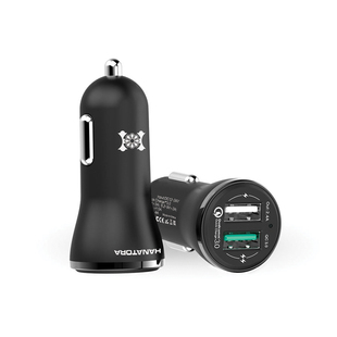 花虎车载手机充电器 快充一拖二智能双口usb多功能车充插座头