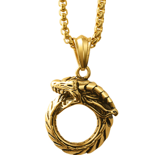 衔尾蛇项链男霸气个性男人吊坠潮嘻哈蹦迪ins挂饰品搭配衣服酷帅