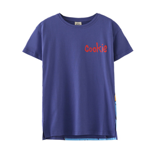 女童短袖t恤洋气时尚中长款宽松白色上衣纯棉卡通夏天衣服亲子装