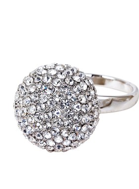 欧美时尚夸张满钻球食指戒指女日