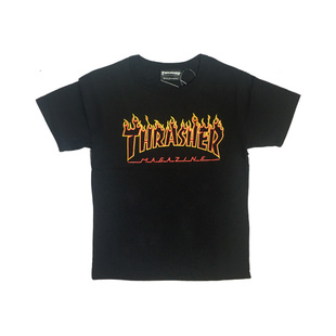 正品现货 Thrasher 2020ss日版火焰短袖幽灵紫火T恤宽松情侣男女