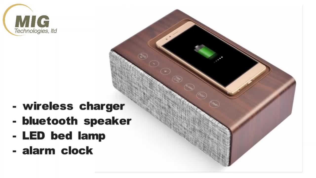 Wooden Qi Wireless charger for iphone with bedside lamp charging pad