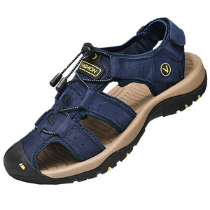 正品野猴夏季男士真皮运动休闲男凉鞋户外包头防滑沙滩鞋胖手工鞋