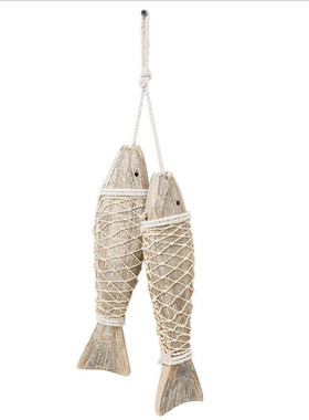 地中海风木质酒吧咖啡馆渔网挂饰