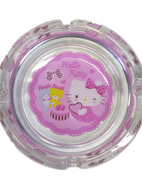 hellokitty水晶烟灰缸 玻璃个性可爱钻烟缸 小猫女粉色创意烟灰盒