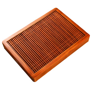 口头禅 非洲黄花梨木茶盘储水直排式双用实木茶海茶船 红木托盘式