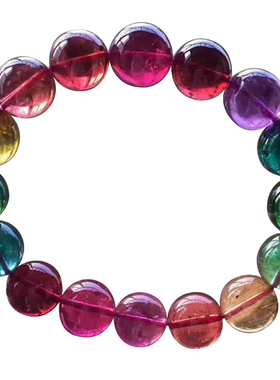 碧玺项链西瓜玻璃体老矿料手串