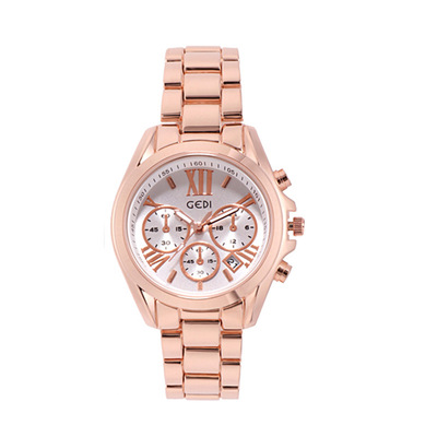 2025新款女士蓝色时尚潮流休闲女表防水日历三针手链表钢带手表女