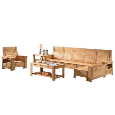 新中式风别墅贵妃组合实木沙发