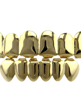 金牙套 嘻哈牙齿金大镶嵌镀金定制自杀小队小丑hiphop说唱grillz
