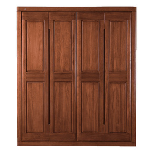 华日家居实木衣柜现代家用简约四门衣柜 北欧风格卧室储物柜衣橱