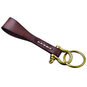 复古个性创意牛皮摩托机车汽车钥匙扣挂件男纯手工黄铜真皮链子