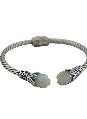 和田玉纯银活口做旧送女朋友手镯