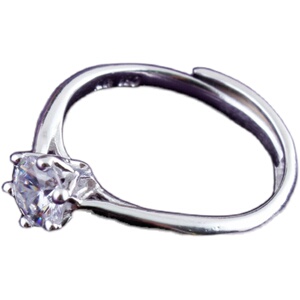 足银S925仿真钻戒钻石求婚戒指女对戒纯银锆石情人节礼物 送女友