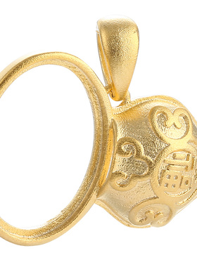 葫芦金色镶嵌蜜蜡翡翠吊坠空托