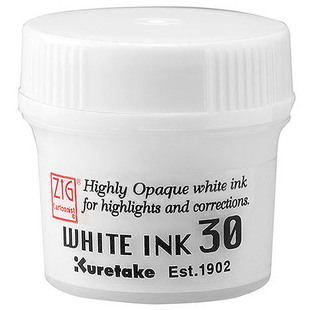 日本进口吴竹白墨液 高光点缀水彩白墨水防水漫画修正液 白色颜料