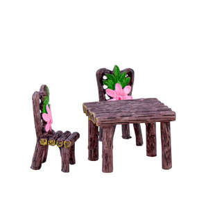 微景观盆栽装饰创意摄影桌子凳子迷你树脂桌椅可爱卡通小饰品摆件
