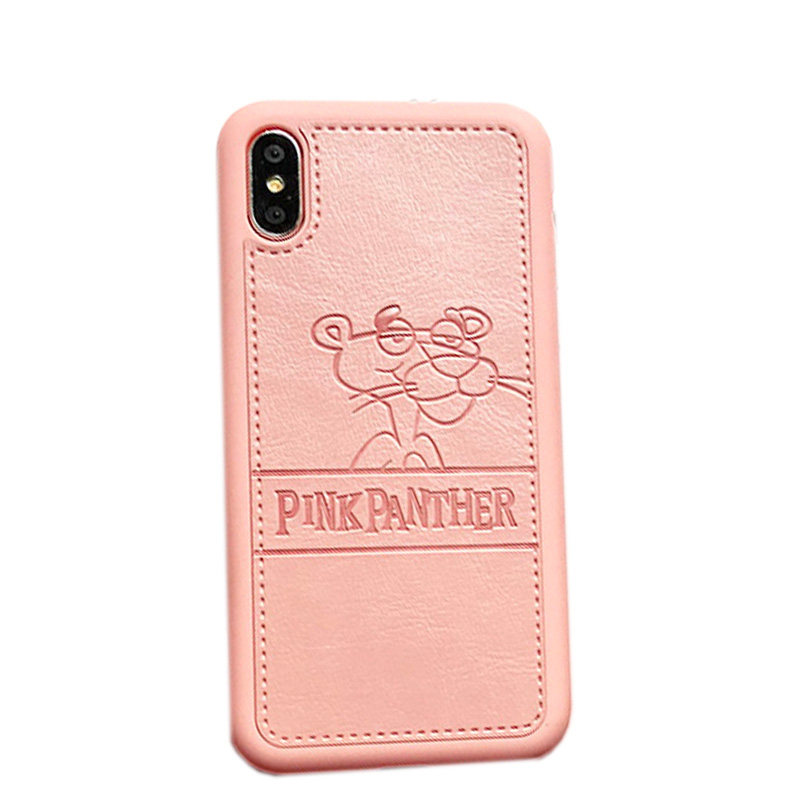 粉红豹iphone14promax手机壳13女款苹果12皮质11保护套xs max软硅胶xr情侣x全包8plus防摔7可