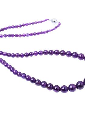 雁唐珠宝天然紫水晶紫晶短款项链