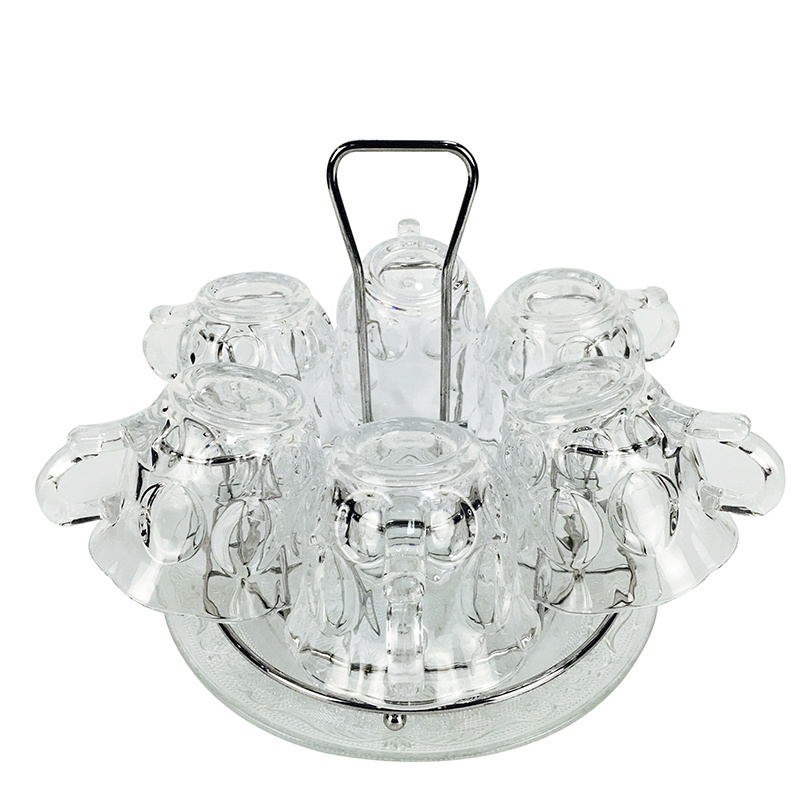 玻璃盘子 餐具家用透明钢化创意KTV酒吧水果盘圆形欧式玻璃杯托盘