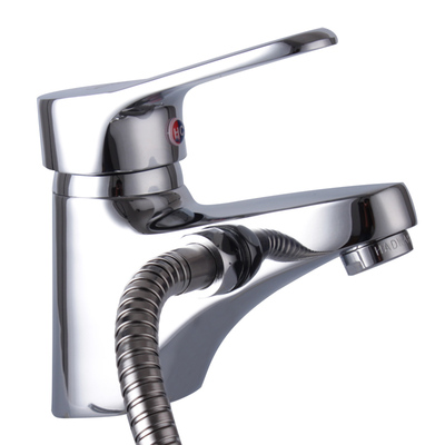 时龙黄铜单孔面盆双用接口冷热水