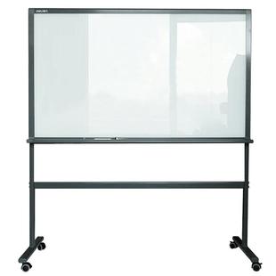 得力钢化玻璃大白板写字板移动支架式架子带轮子办公开会8738磁性透明黑板8737看板可擦1.5米1.8米1.2