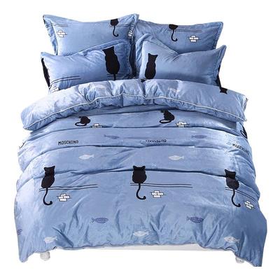 法莱绒卡通风加厚保暖冬季四件套