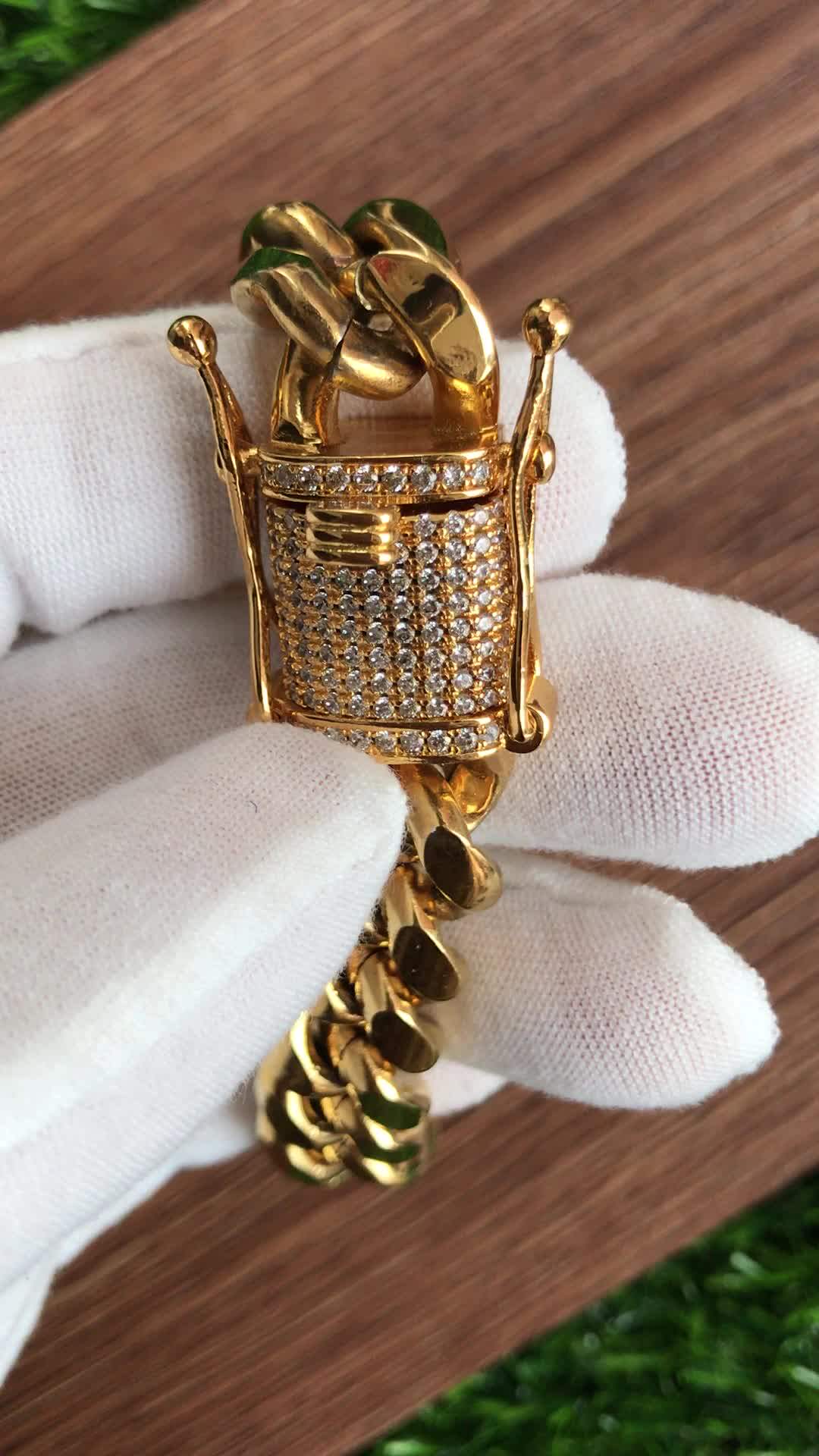 Men's Hip Hop Jewelry Gold Plated Stainless Steel Cuban