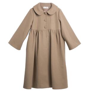 SUIN2022秋冬新韩版a字型娃娃领甜美气质中长款毛呢子大衣外套女