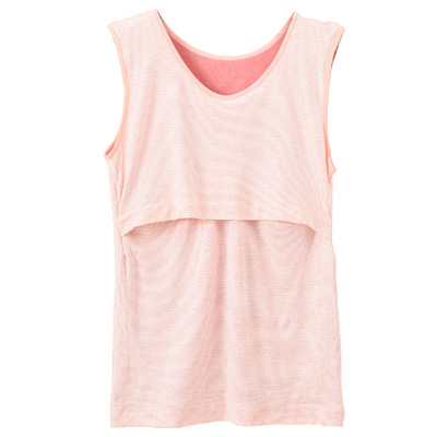 哺乳背心带胸垫纯棉产后喂奶短袖