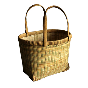 竹编竹制品  藤编手提篮 竹编篮子家用 买菜购物筐 野餐提手菜篮
