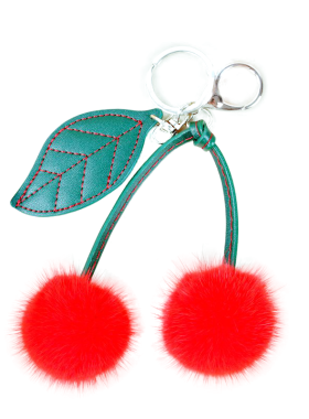 水貂毛樱桃挂件包包女包荔枝挂饰手机汽车皮草饰品车挂摆设钥匙扣