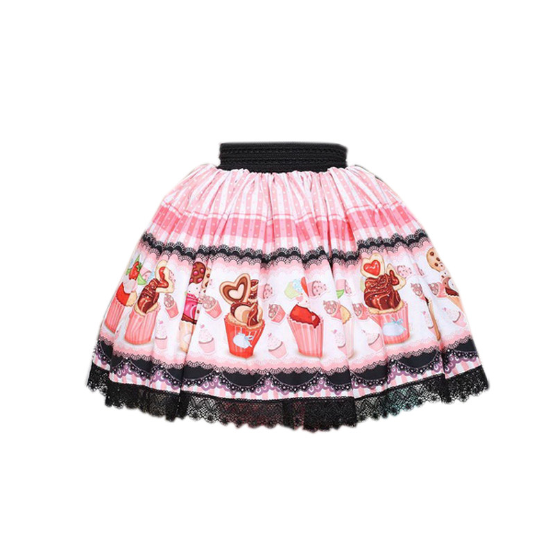 lolita粉红花式纸杯洛丽塔半身裙