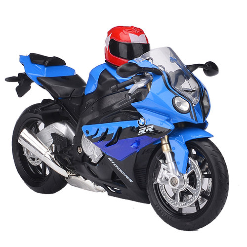 1:12适用宝马合金摩托车模型 S1000RR 声光汽车玩具送头盔滑行车