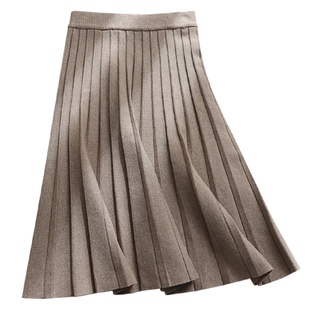 针织百褶裙半身裙女秋冬2025新款中长款a字大摆毛线遮跨显瘦伞裙