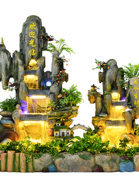 室内阳台鱼池落地摆件假山流水