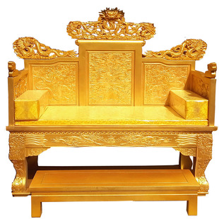 明清帝皇宝座黄金龙椅屏风皇宫椅圈椅屏风酒店 东阳木雕租赁实木