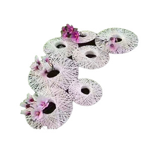 新款婚庆道具背景装饰花好月圆花艺飞碟造型白绳编织花器挂件摆件