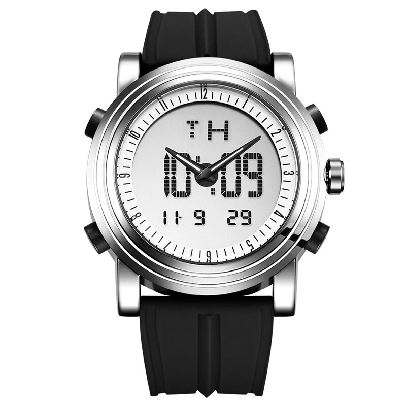 时诺比男士户外运动手表双显示夜光防水学生电子表炫酷潮流硅胶表