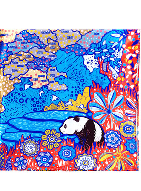 viesca插画艺术地方新年礼丝巾