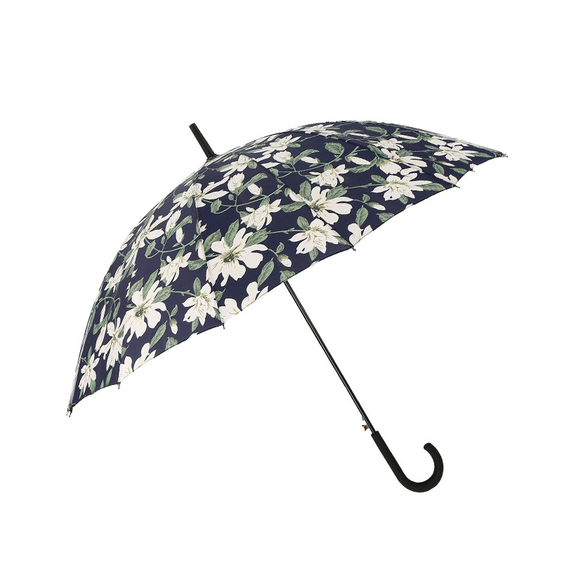 长柄雨伞自动小清新日系文艺简约百合花学生折叠晴雨两用遮阳伞女