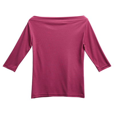 一字领露肩中袖新款修身风t恤