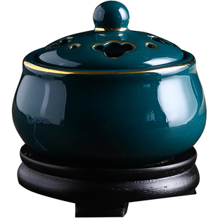 定时调温电香炉 陶瓷香薰炉 电子沉香炉精油插电木粉彩描金