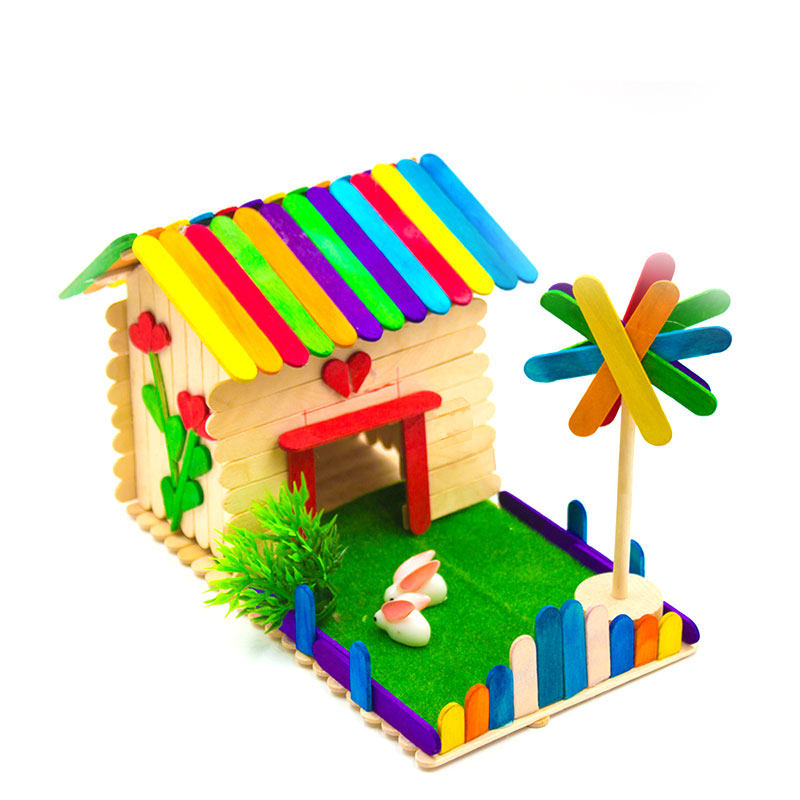 雪糕棒儿童手工制作diy模型小屋材料包幼儿园益智猪装饰生日礼物