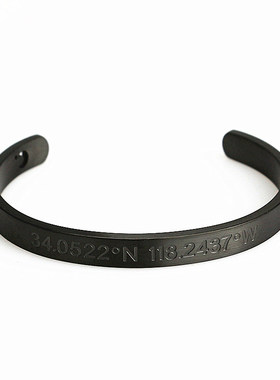 复古经纬度开口情侣钛钢手环