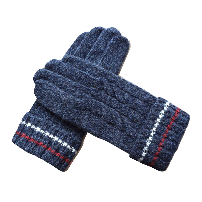 瑞迪卡欧男士冬季进口羊毛羊绒加厚毛线保暖触屏开车骑行防寒手套