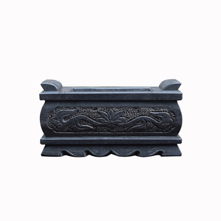 青石黑灰香炉天然大理石头汉白玉石雕墓地祭祀花瓶长方形墓碑狮子