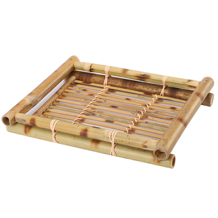 竹制复古茶托竹编果盘桌面点心盘竹篮竹盘筐方形中国风茶几摆件