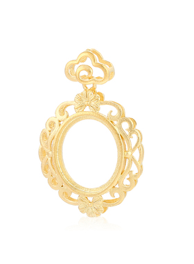 纯银古法9*11琥珀绿松石金吊坠