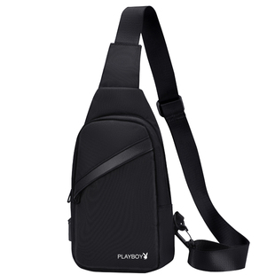 花花公子单肩包斜挎包潮牌胸包男士包包新款时尚胸前小背包休闲男